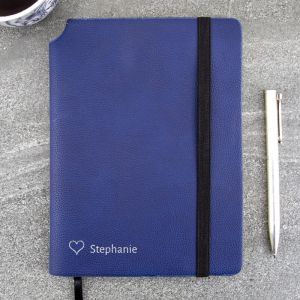 Inscribed Heart Blue Personalised Notebook