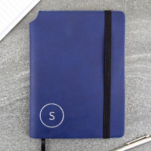 Monogram Circle Blue Personalised Notebook