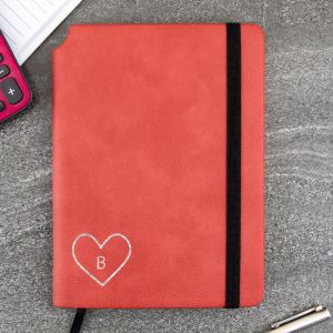 Monogram Heart Red Personalised Notebook