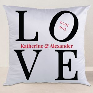 Love design personalised satin cushion