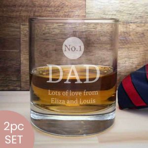 No.1 dad engraved whisky glass