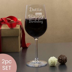 Happy birthday personalised wine glass