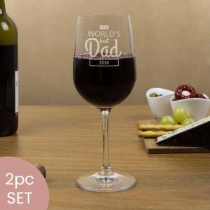 Personalised World's Best Dad Wine Glasses