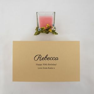 Personalised Bee And Flower Pink Candle