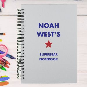 Personalised name A5 felt notebook with a star design