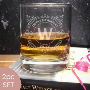 Monogrammed initial whisky glass