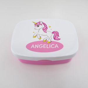 Personalised pink unicorn lunch box