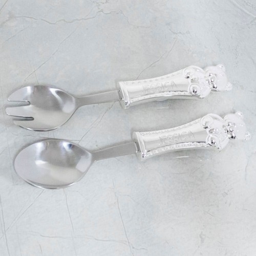 christening gifts - baby bear spoon and spork